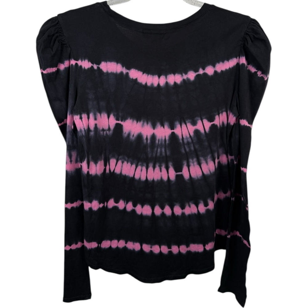 Generation Love Womens LS Tie Dye Top‎ Blouse Black/Pink Puff Sleeve Cotton SZ M - Picture 8 of 8